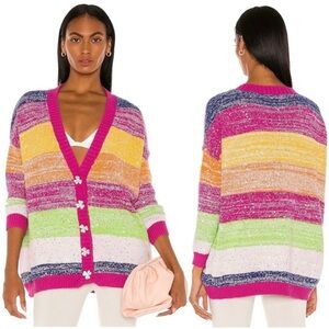 Olivia Rubin Mika rainbow stripe sequin cardigan